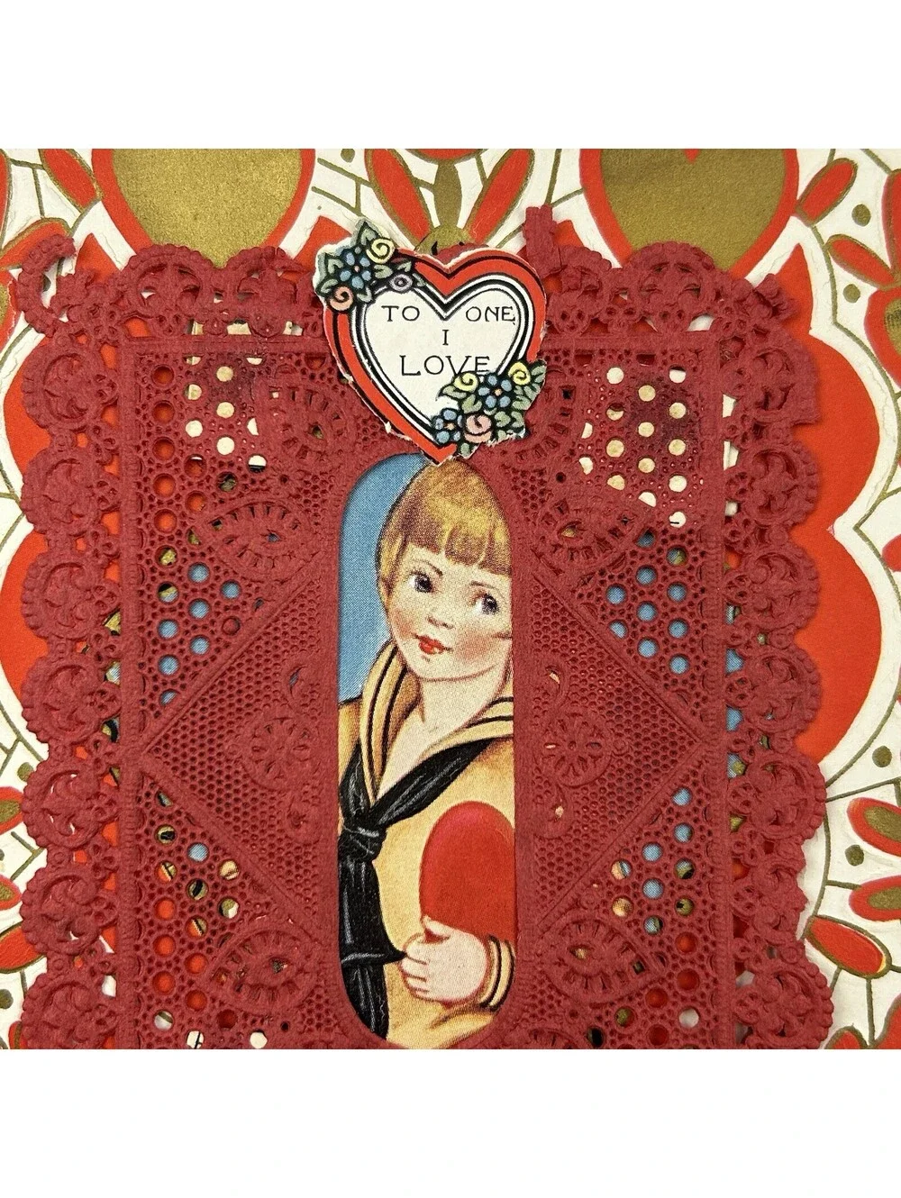Antique Whitney Made Worcester Mass Mechanical Valentine Card Die Cut 1920s  N-2